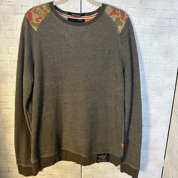 Standard & grind men’s sweatshirt hunter green elbow camo patches gorpcore - Picture 2 of 9